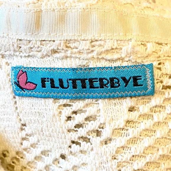Flutterbye Crochet Button Up Collared Top - Sz Med - Picture 6 of 8
